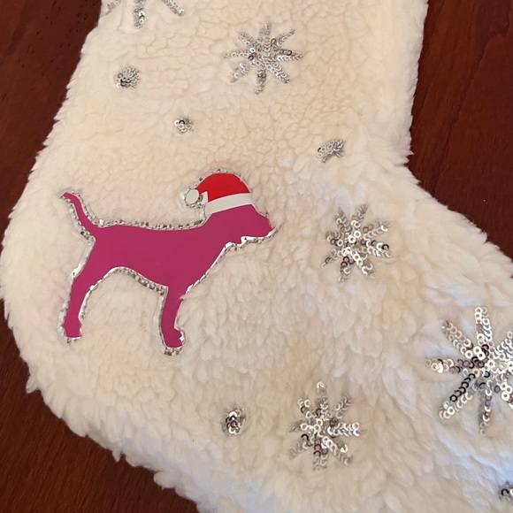 Vintage PINK  Faux Fur Christmas Stocking - Picture 8 of 11
